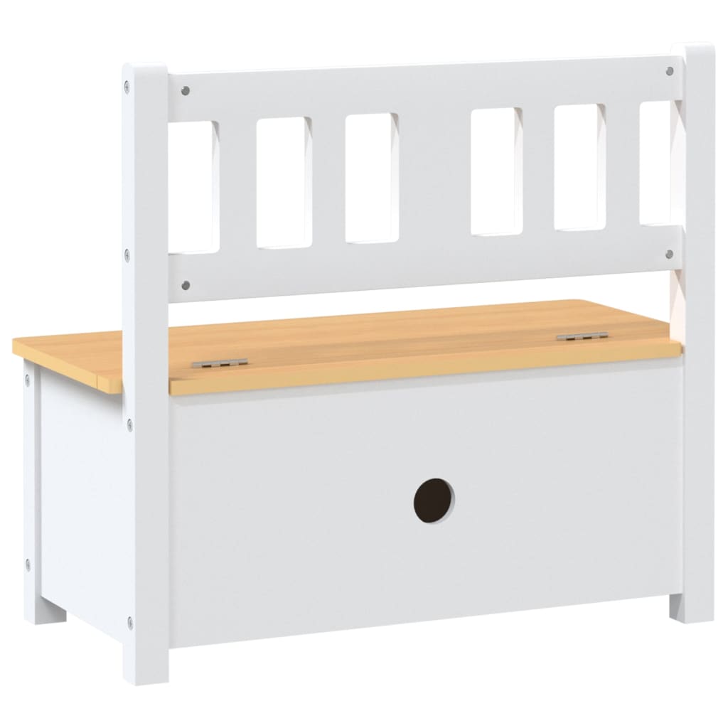 Kinderbank mit Stauraum Weiss und Beige 60x30x55 cm MDF