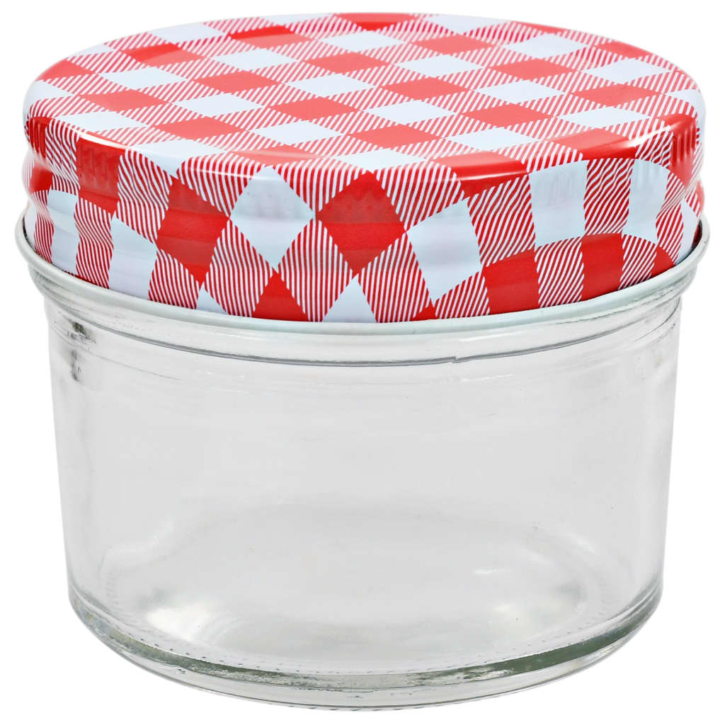 Glass Jam Jars with White and Red Lids 24 pcs 110 ml