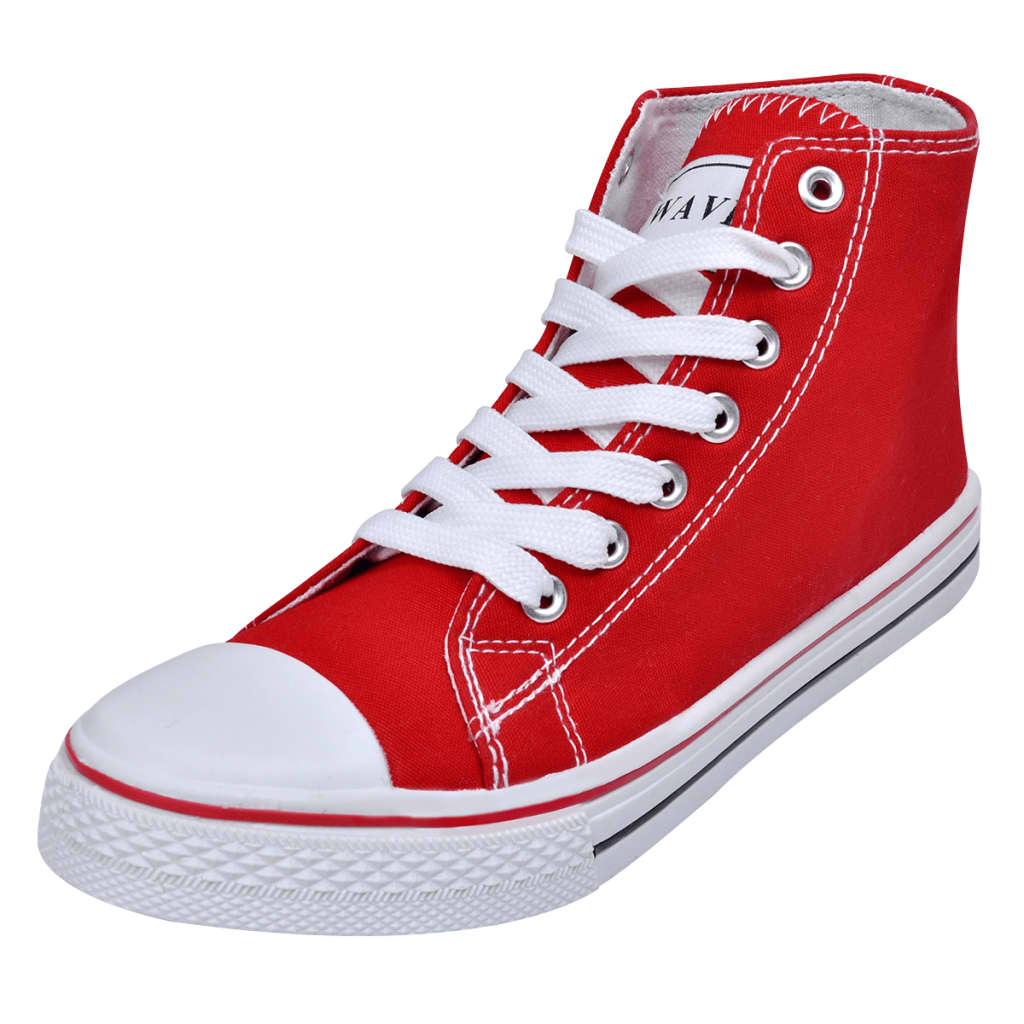 Classic Women's High-top Lace-up Canvas Sneaker Red Size 4.5