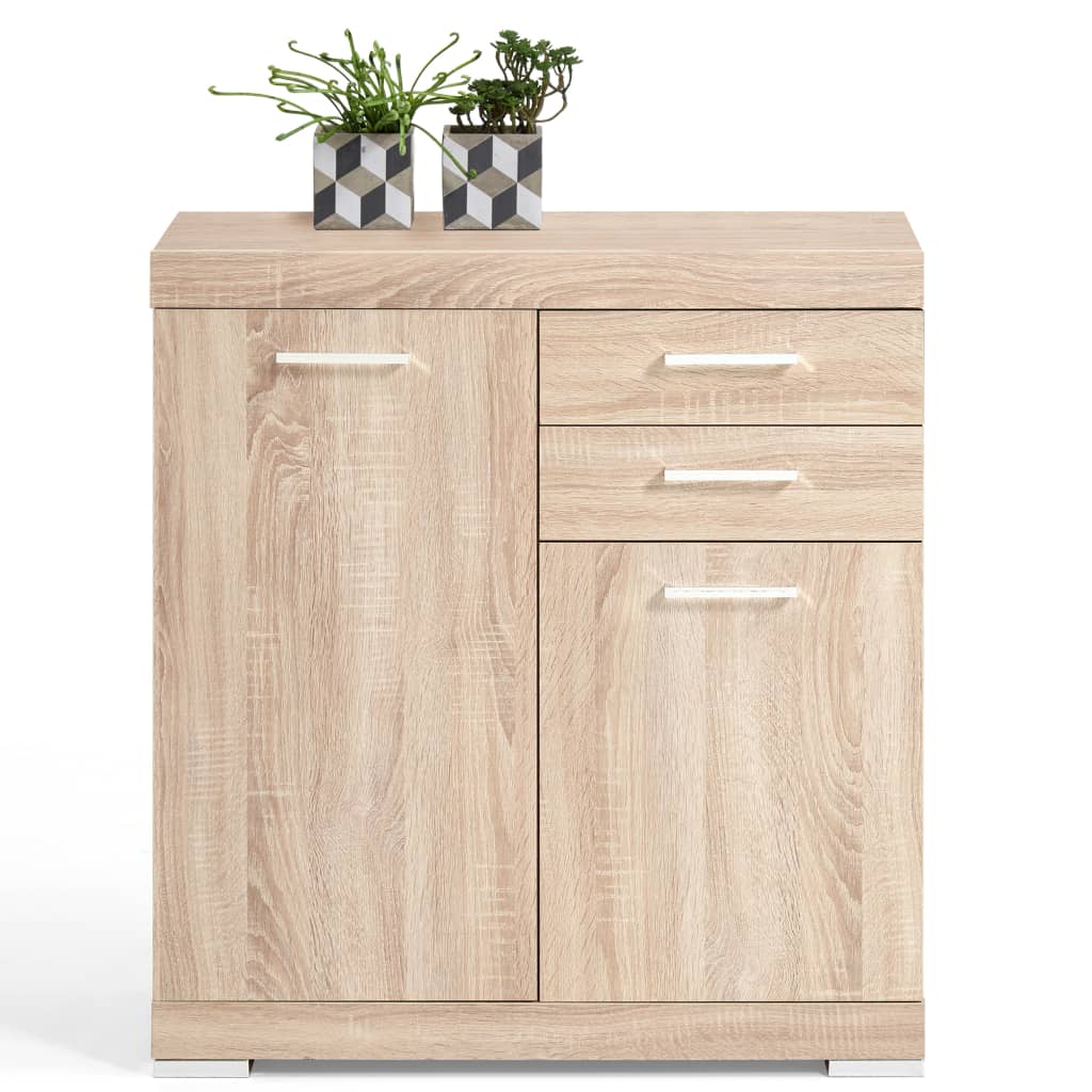 FMD Dresser with 2 Doors and 2 Drawers 80x34.9x89.9 cm Oak