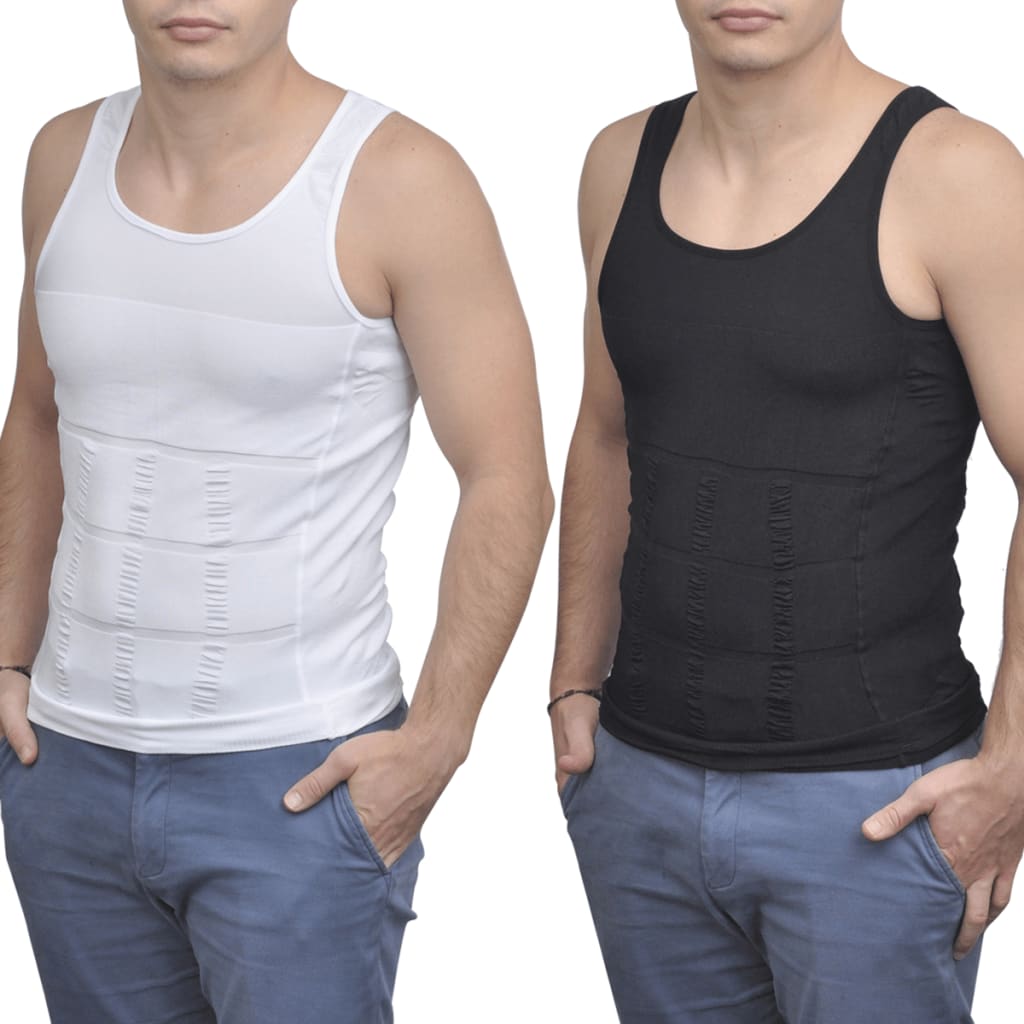 2 pcs Men‘s Slimming Body Shaper Vest Black / White Size XXL