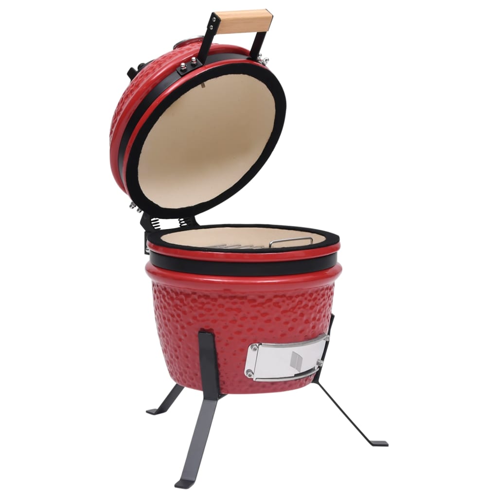 2-in-1 Kamado-Grill Smoker Keramik 56 cm Rot