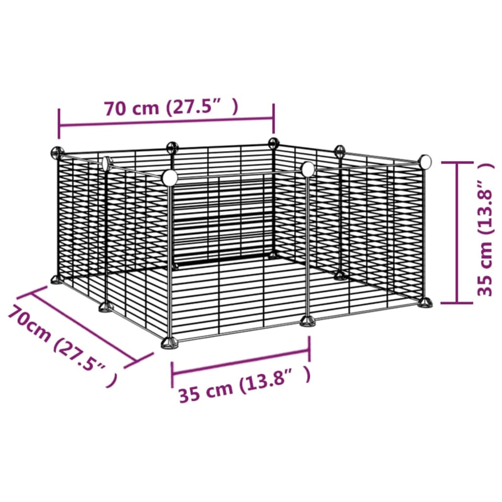 8-Panel Pet Cage Black 35x35 cm Steel