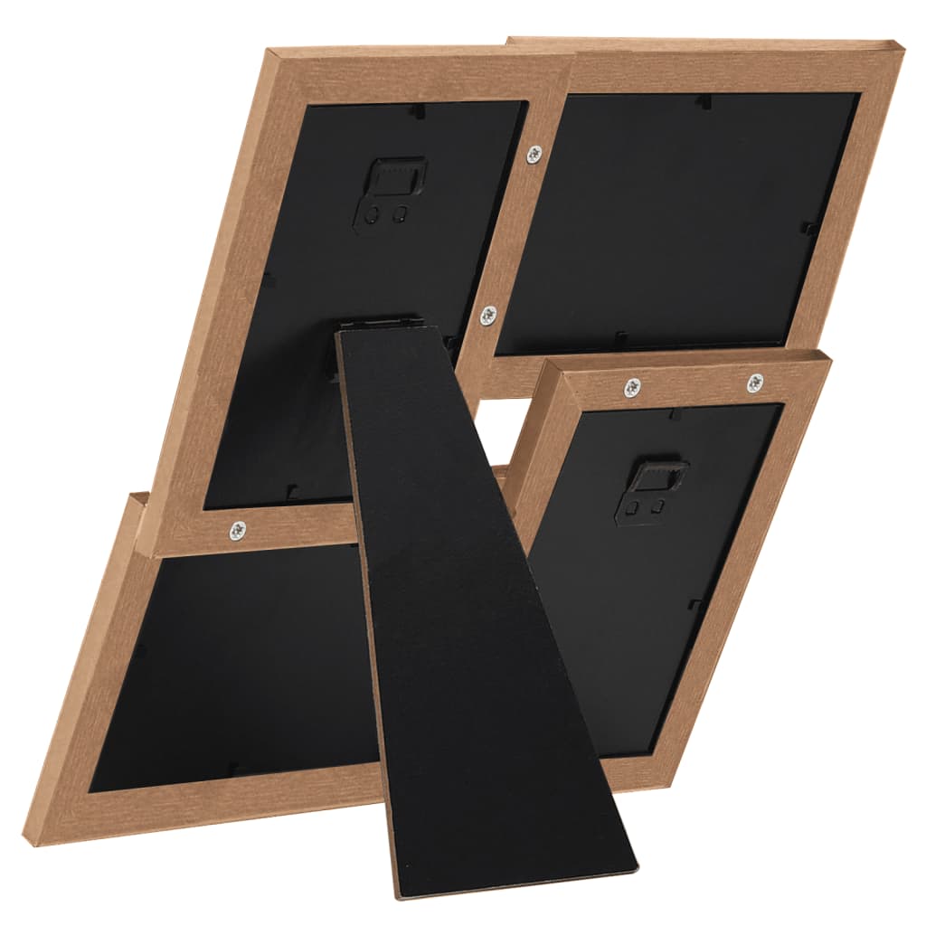 Collage Photo Frame for 4x(10x15 cm) Picture Light Brown MDF