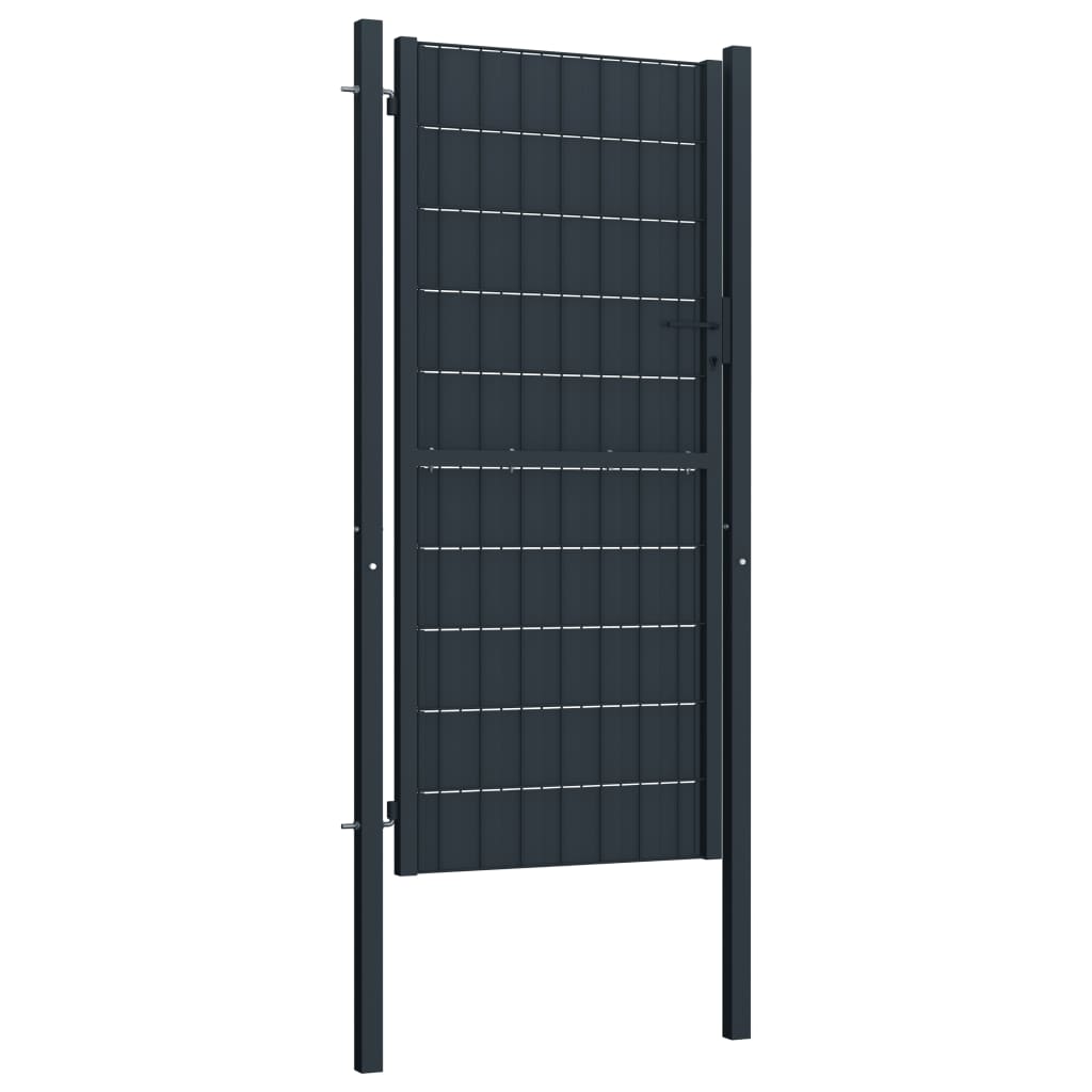 Fence Gate PVC and Steel 100x124 cm Anthracite