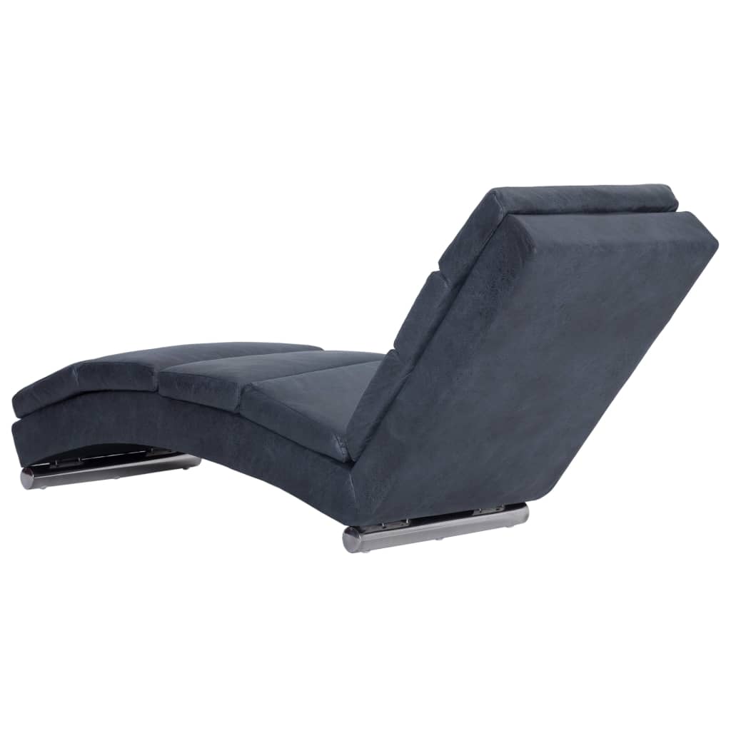 Chaise Longue Grey Faux Suede Leather