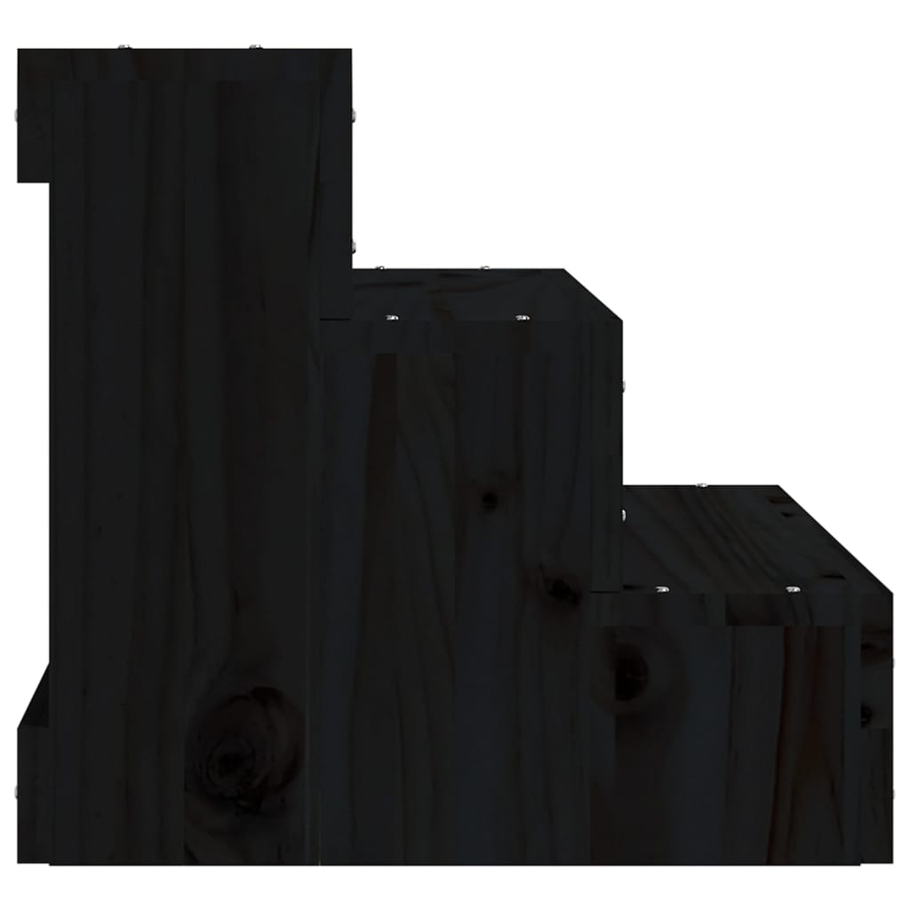 Haustiertreppe Schwarz 40x37,5x35 cm Massivholz Kiefer