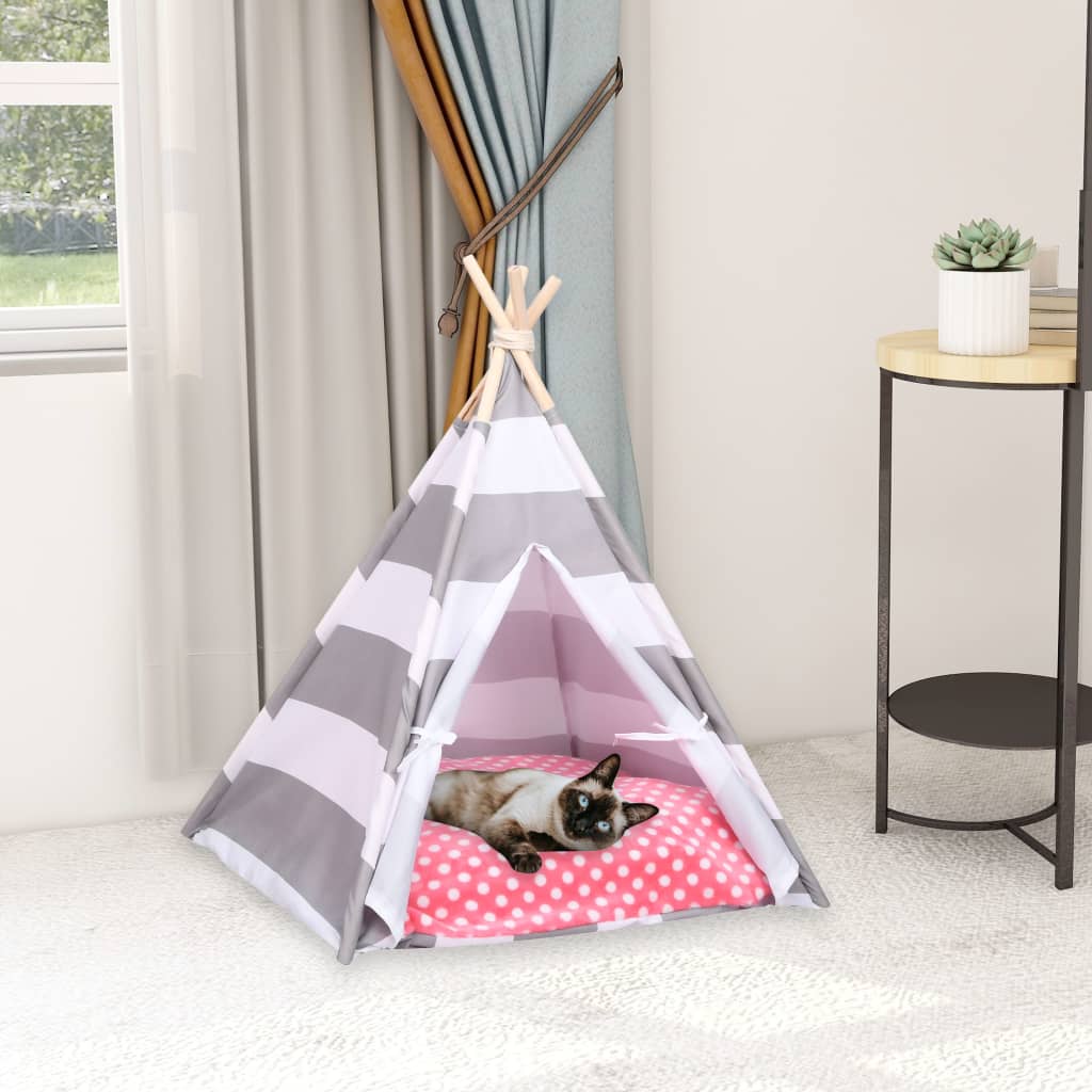 Katzen-Tipi-Zelt mit Tasche Pfirsichhaut Gestreift 60x60x70 cm