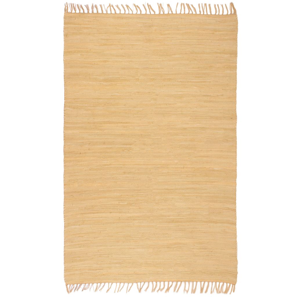 Handgewebter Chindi-Teppich Baumwolle 120x170 cm Beige