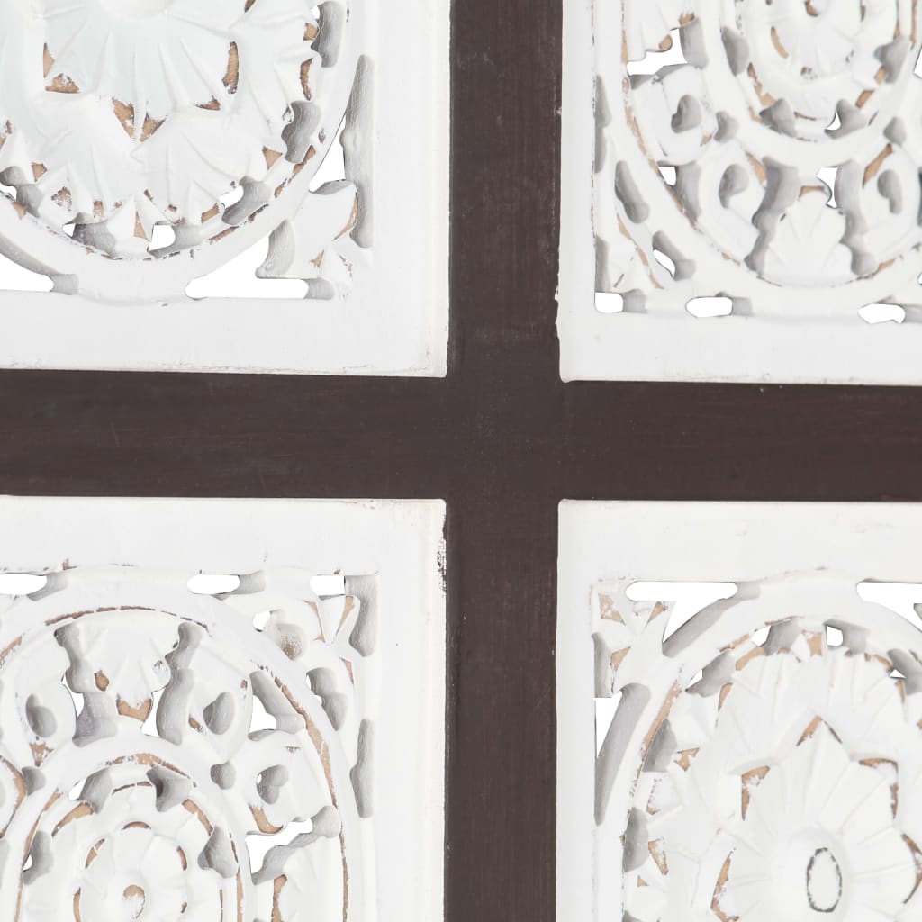 Hand-Carved Wall Panel MDF 40x80x1.5 cm Brown and White
