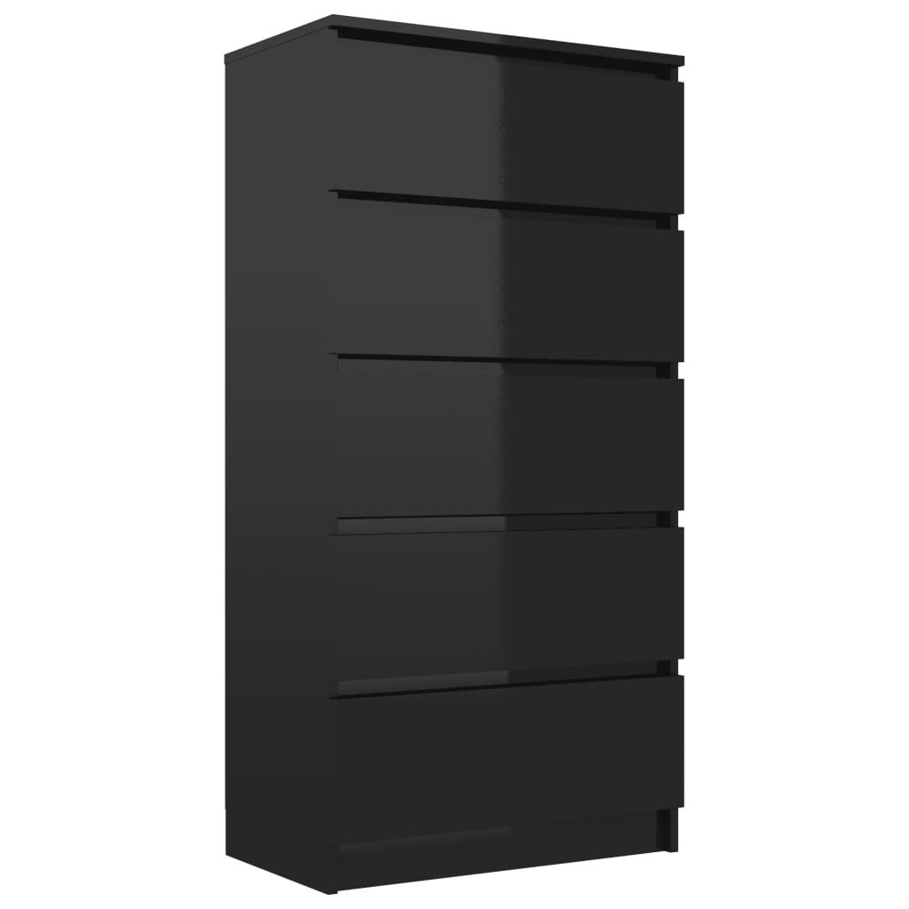 Drawer Sideboard High Gloss Black 60x35x121 cm Chipboard