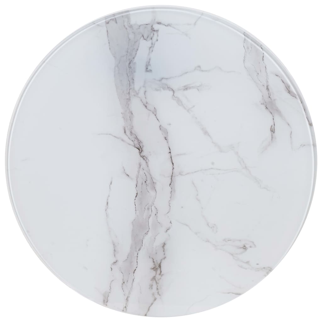 Dessus de table Blanc Ø50 cm Verre avec texture de marbre