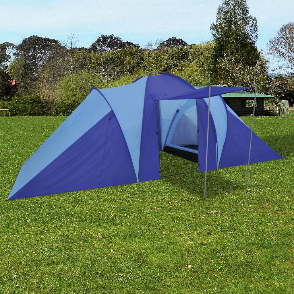 Tente de camping pour 6 personnes Bleu marine/bleu clair