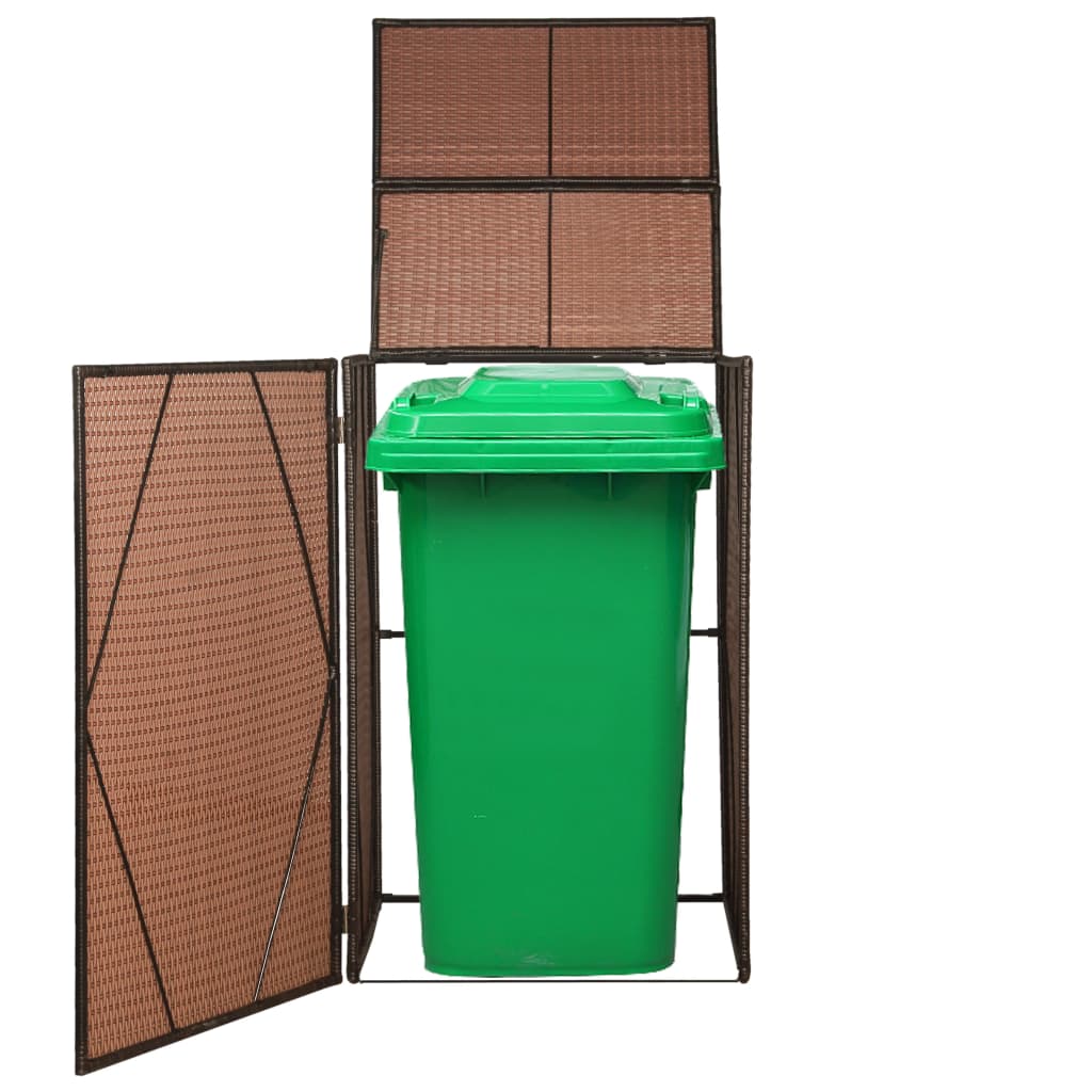 Mülltonnenbox für 1 Tonne Poly Rattan 76x78x120 cm Braun