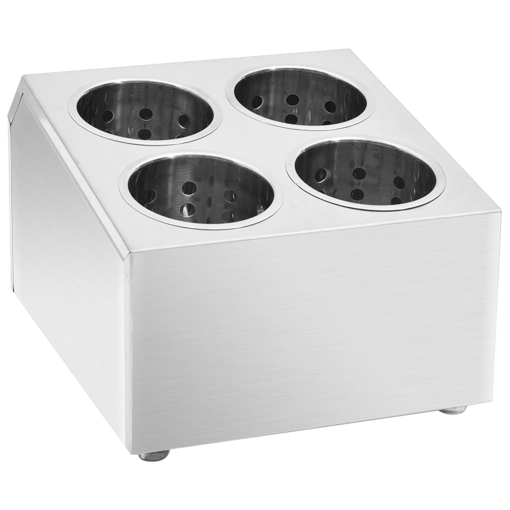 Cutlery Holder 4 Grids Square Stainless Steel