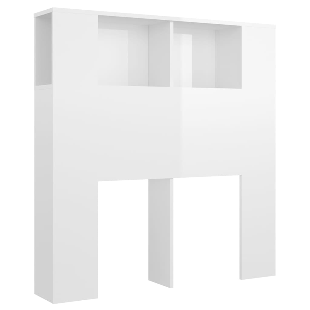 Armoire de tête de lit Blanc brillant 100x18,5x104,5 cm