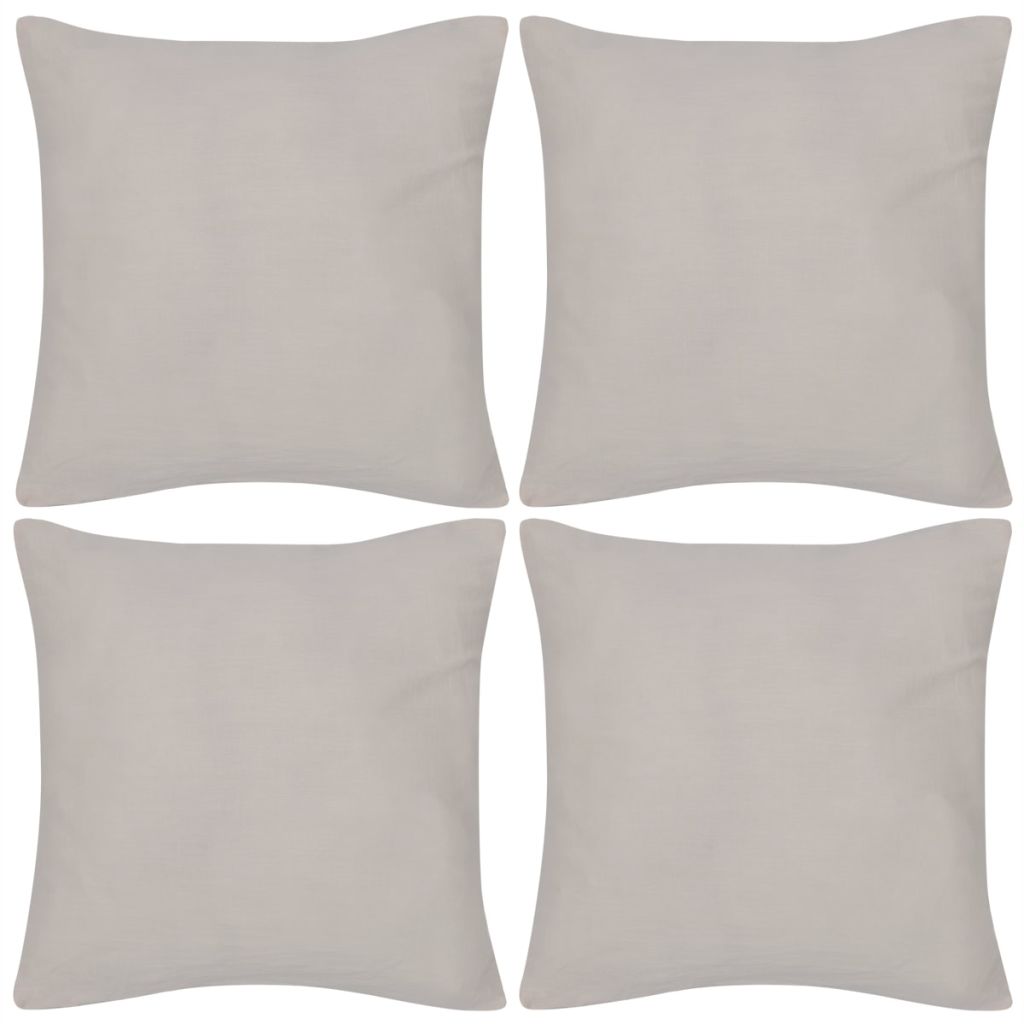 130911 4 Beige Cushion Covers Cotton 50 x 50 cm