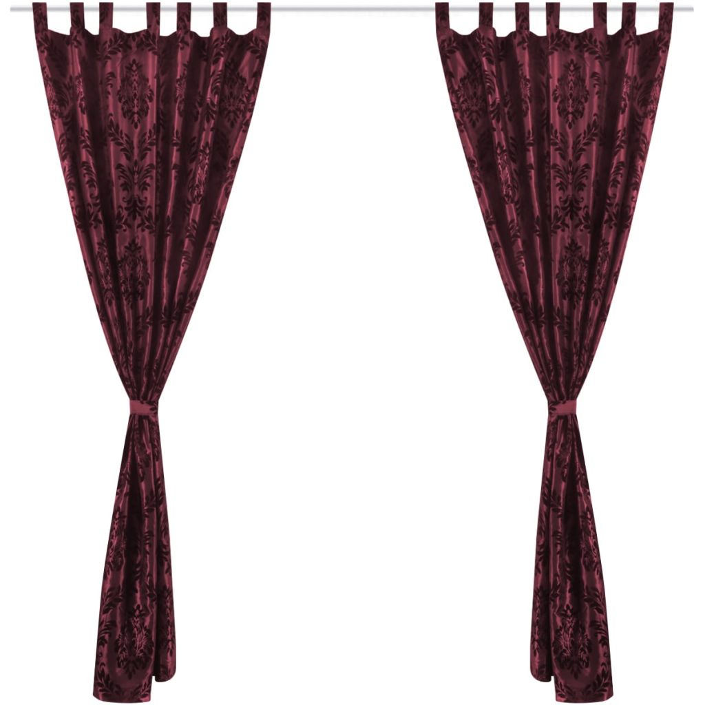 2 Baroque Taffeta Tab Top Curtains 140 x 225 cm Burgundy