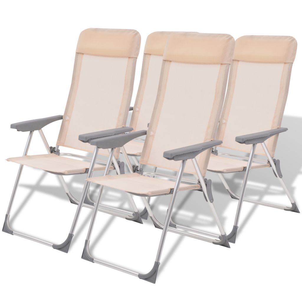 Chaise de camping 4 pcs Crème Aluminium 56 x 60 x 112 cm