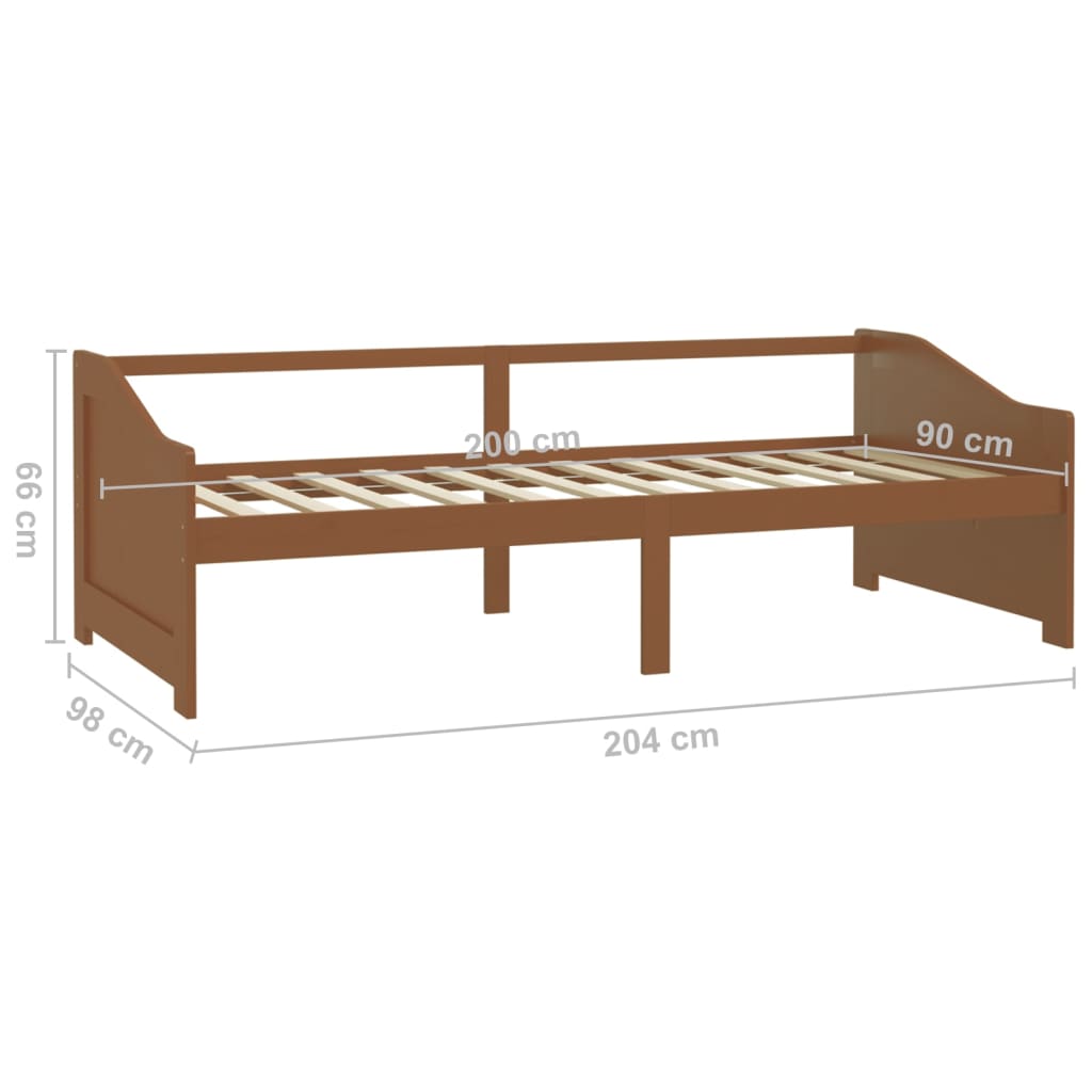 3-Seater Day Bed Honey Brown Solid Pinewood 90x200 cm