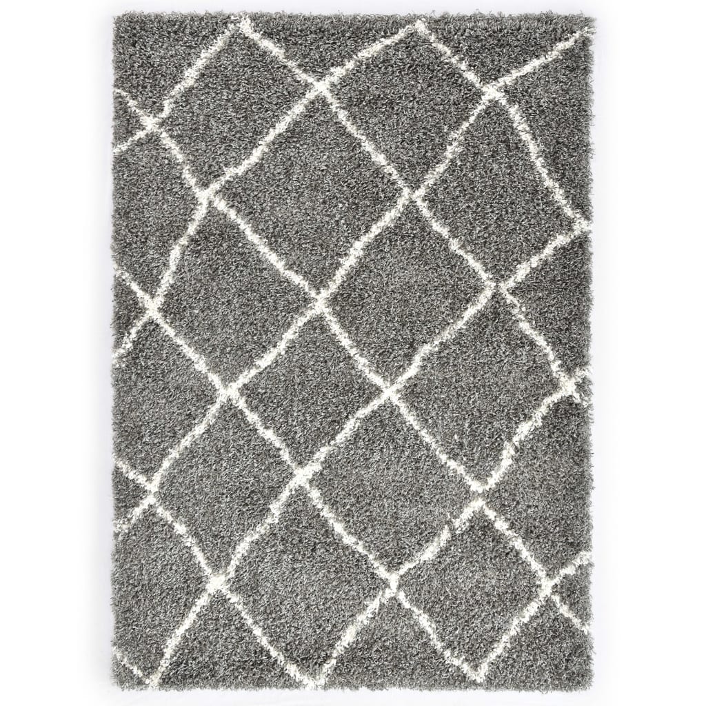 Berberteppich Hochflor PP Grau und Beige 120 × 170 cm