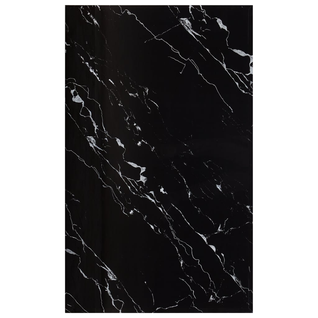 Table Top Black Rectangular 100x62 cm Glass with Marble Texture