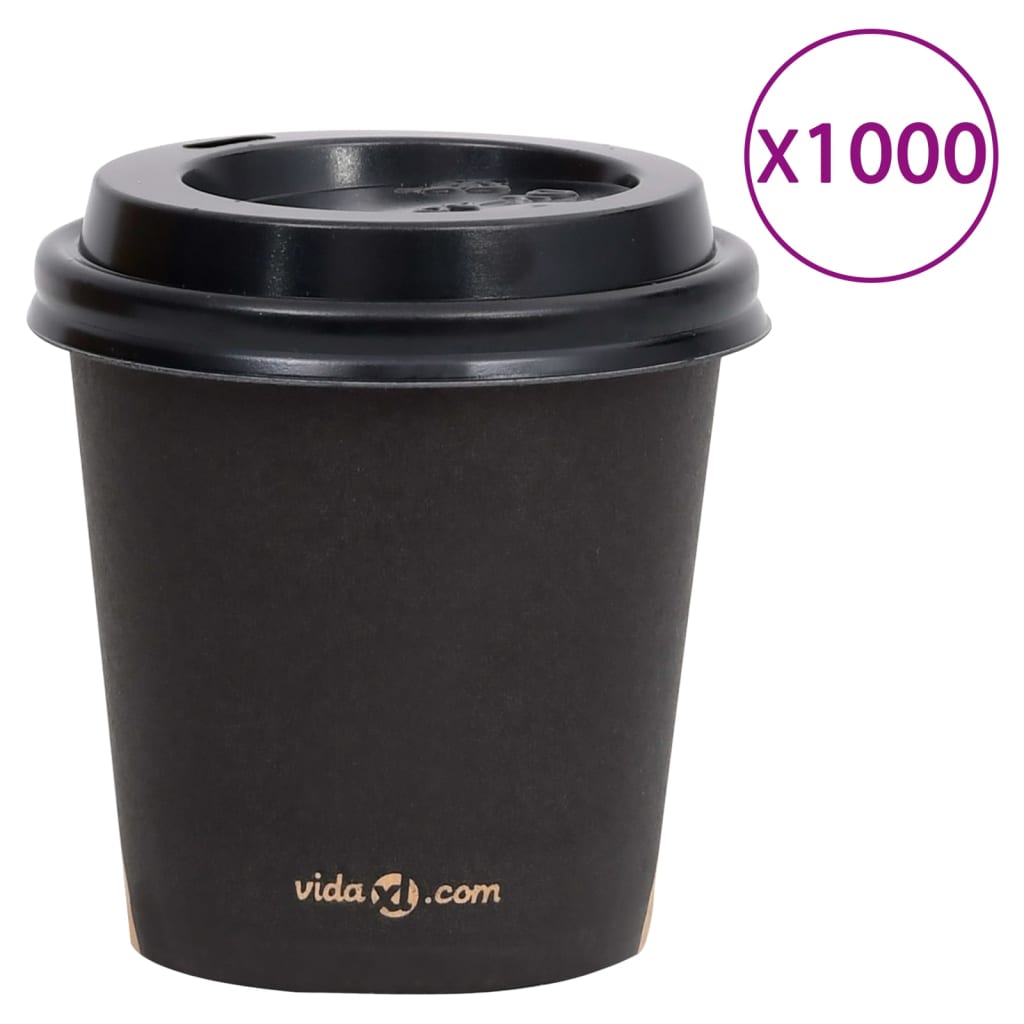 Kaffee-Pappbecher mit Deckeln 1000 Stk. 120 ml Schwarz