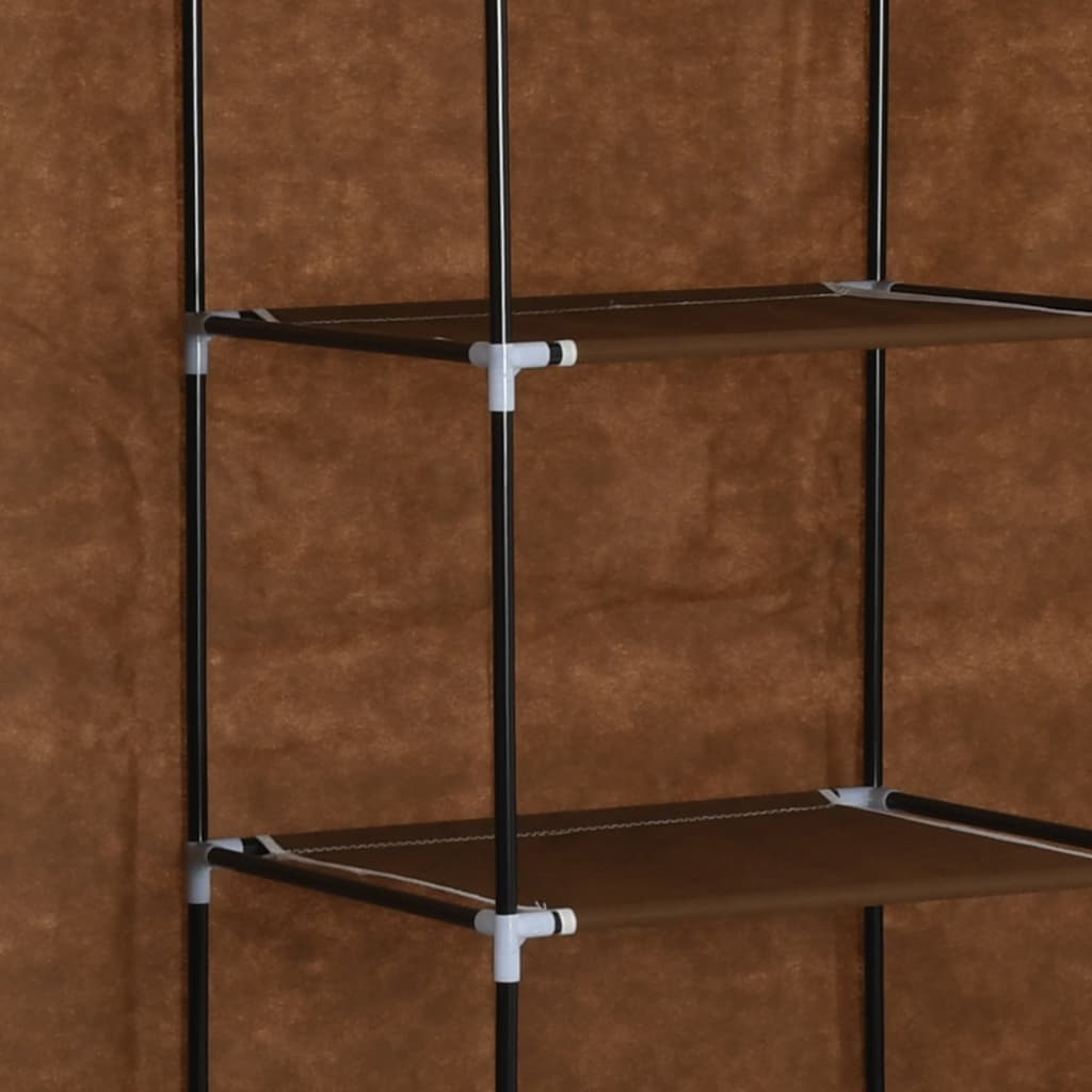 Armoire avec compartiments et barres Marron 150x45x175 cm Tissu