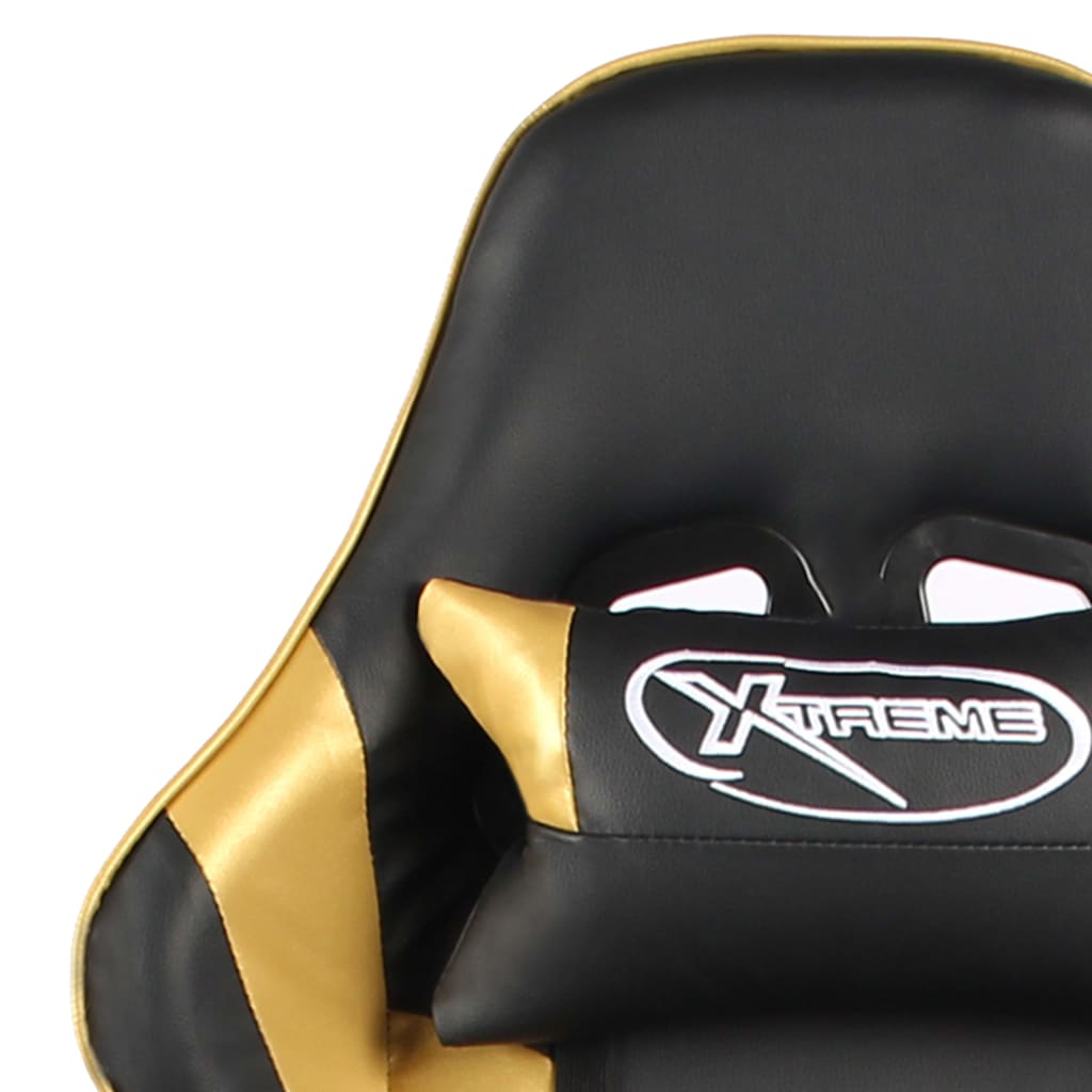 Swivel Gaming Chair with Footrest Gold PVC