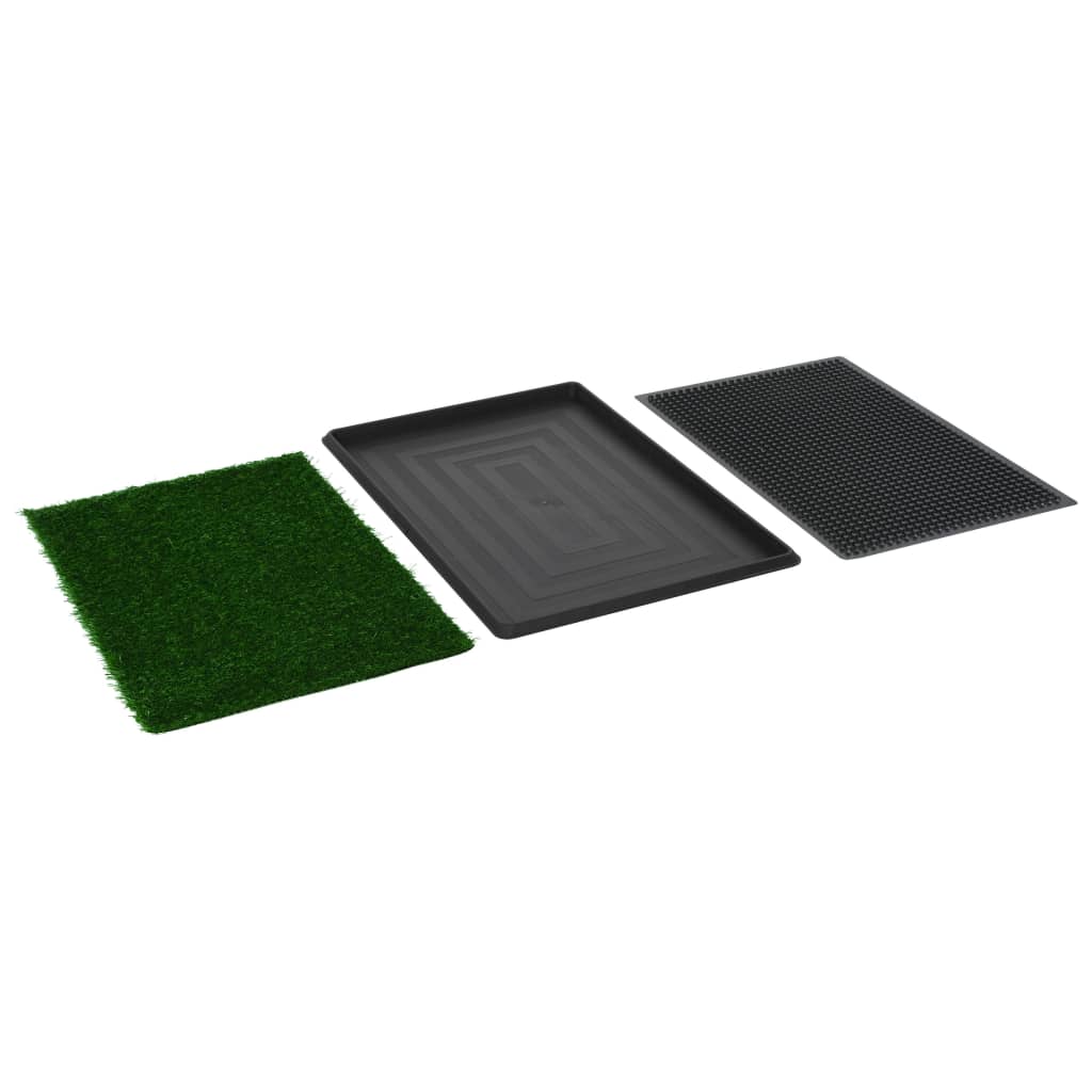 Haustiertoilette mit Tablett & Kunstrasen Grün 76x51x3 cm WC
