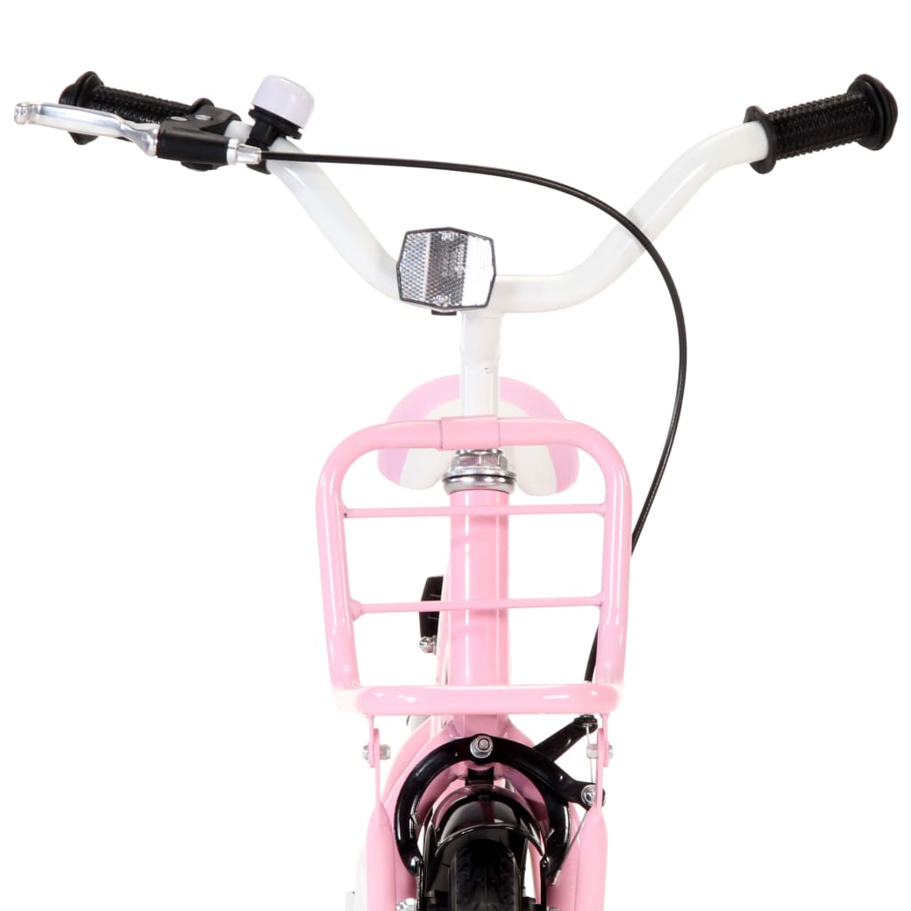 Kids Bike with Front Carrier 14 inch White and Pink