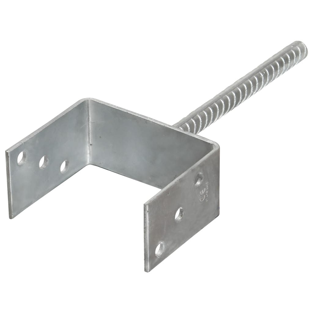 Fence Anchors 2 pcs Silver 12x6x30 cm Galvanised Steel