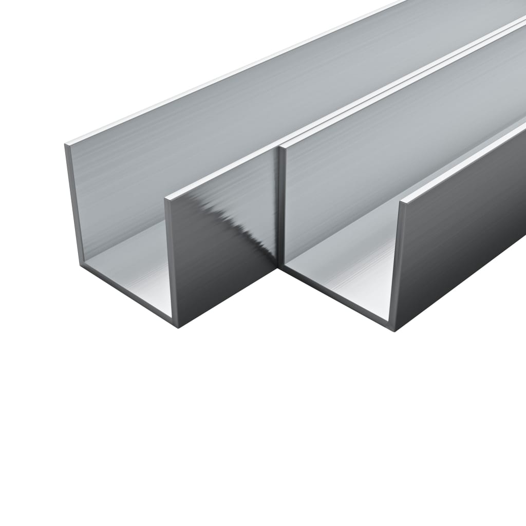 Aluminium-Kanäle 4 Stück U-Profil 1 m 30x30x2 mm