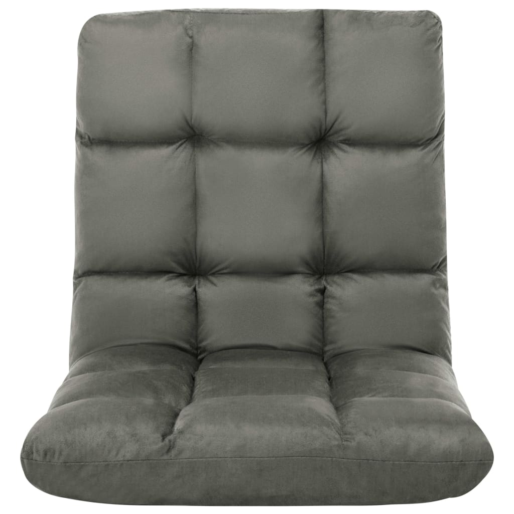 Folding Floor Chair Dark Grey Microfibre