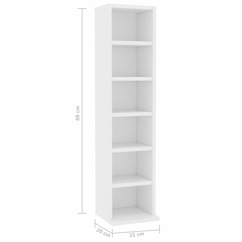 CD Cabinet White 21x20x88 cm Engineered Wood