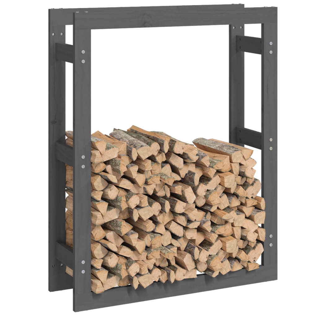 Firewood Rack Grey 80x25x100 cm Solid Wood Pine