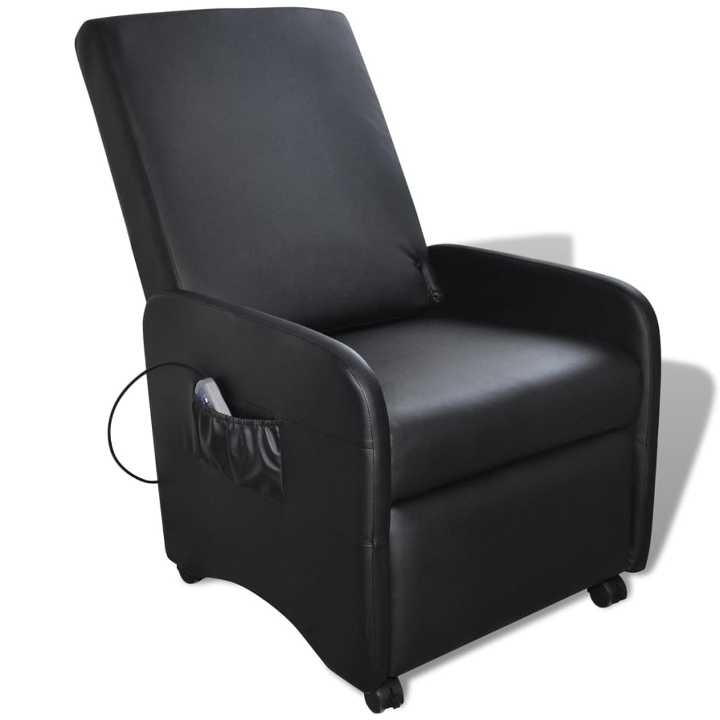 Black Foldable Massage Recliner Artificial Leather