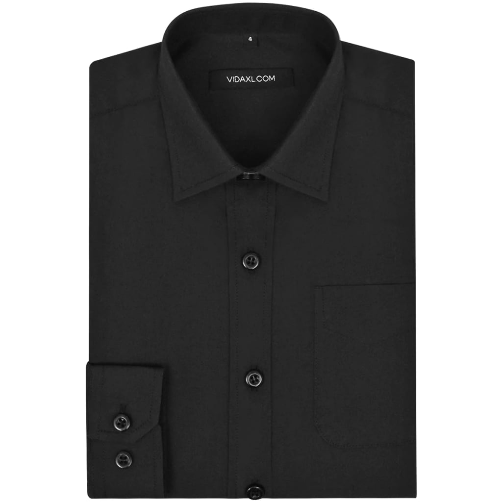 Boy's Long Sleeve Plain Shirt Black Size 128-134