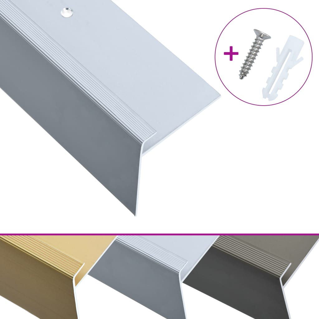Treppenkanten in F-Form 15 Stk. Aluminium 100 cm Silbern