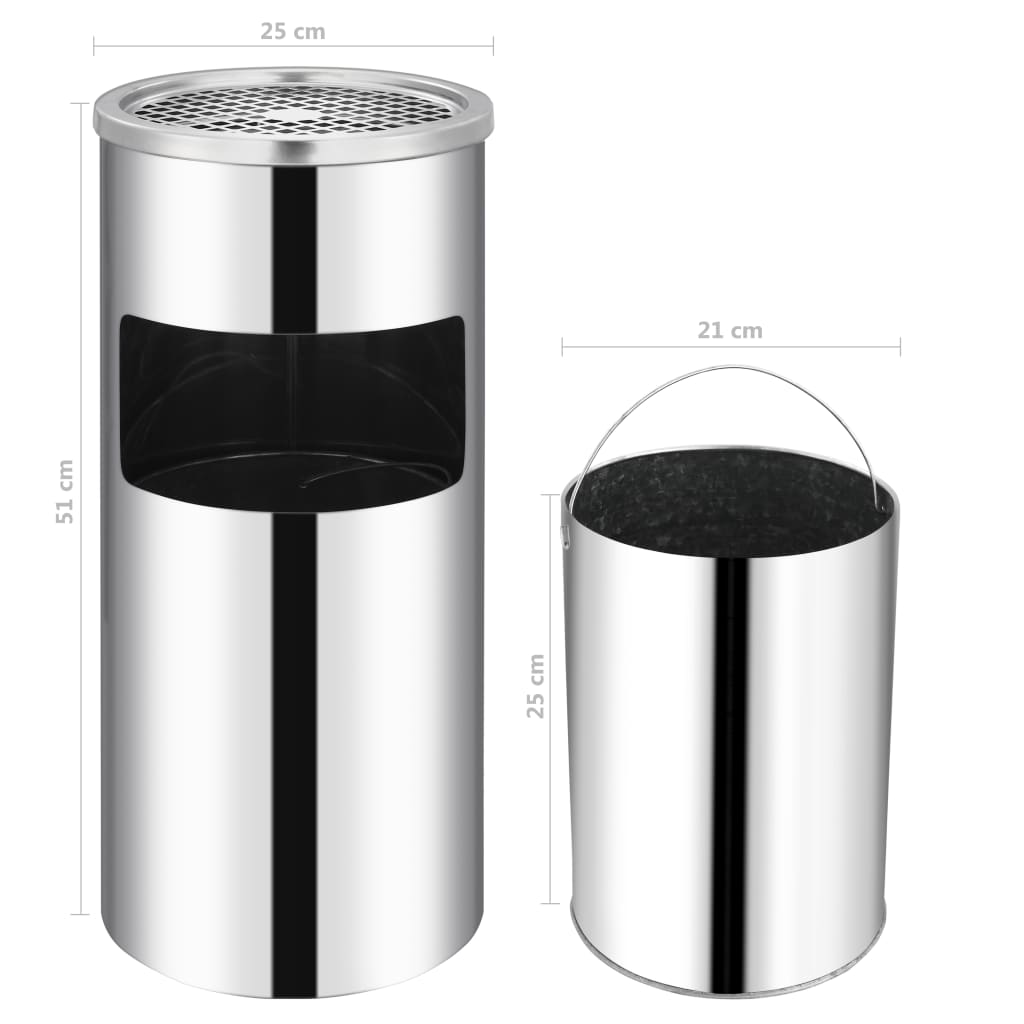 Wall Ashtray Dustbin Stainless Steel 26 L