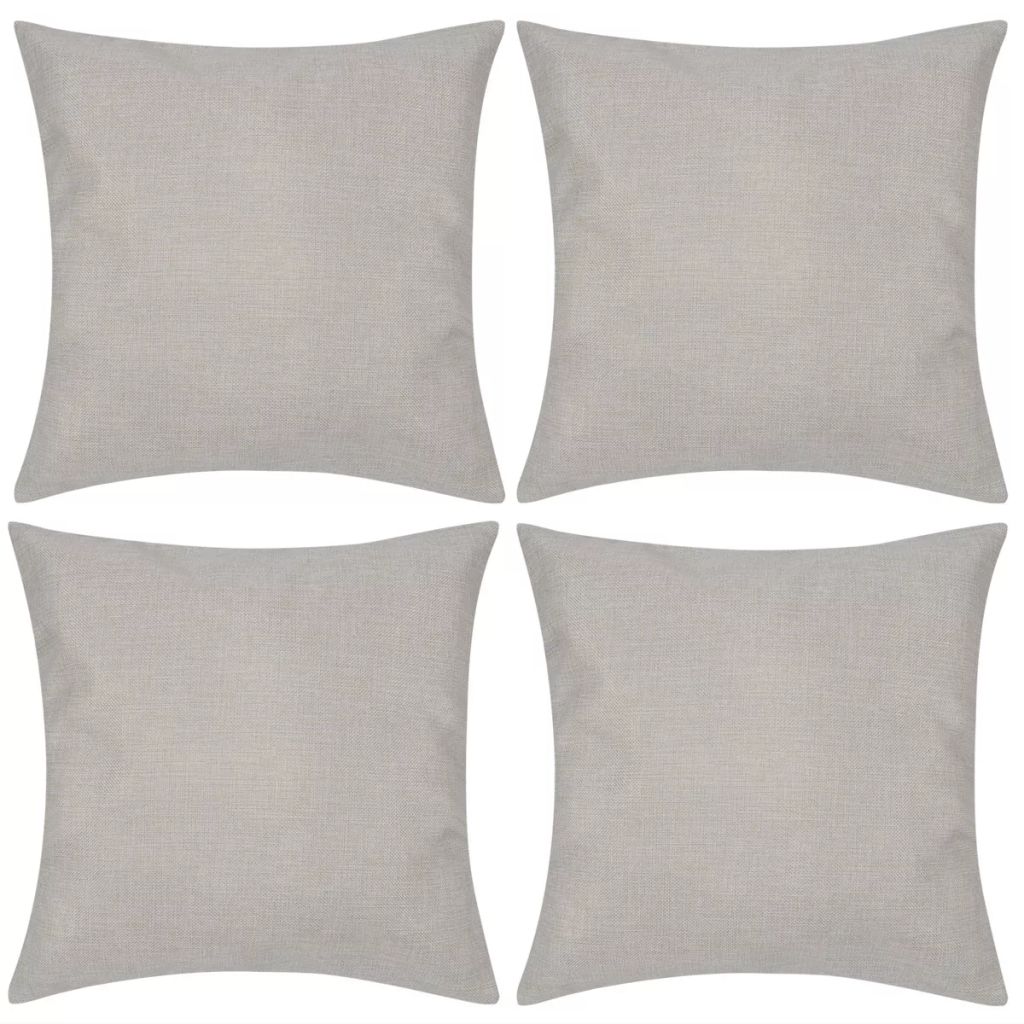 4 Beige Cushion Covers Linen-look 50 x 50 cm