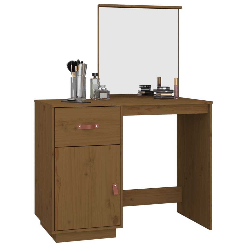 Dressing Table Honey Brown 95x50x134 cm Solid Wood Pine