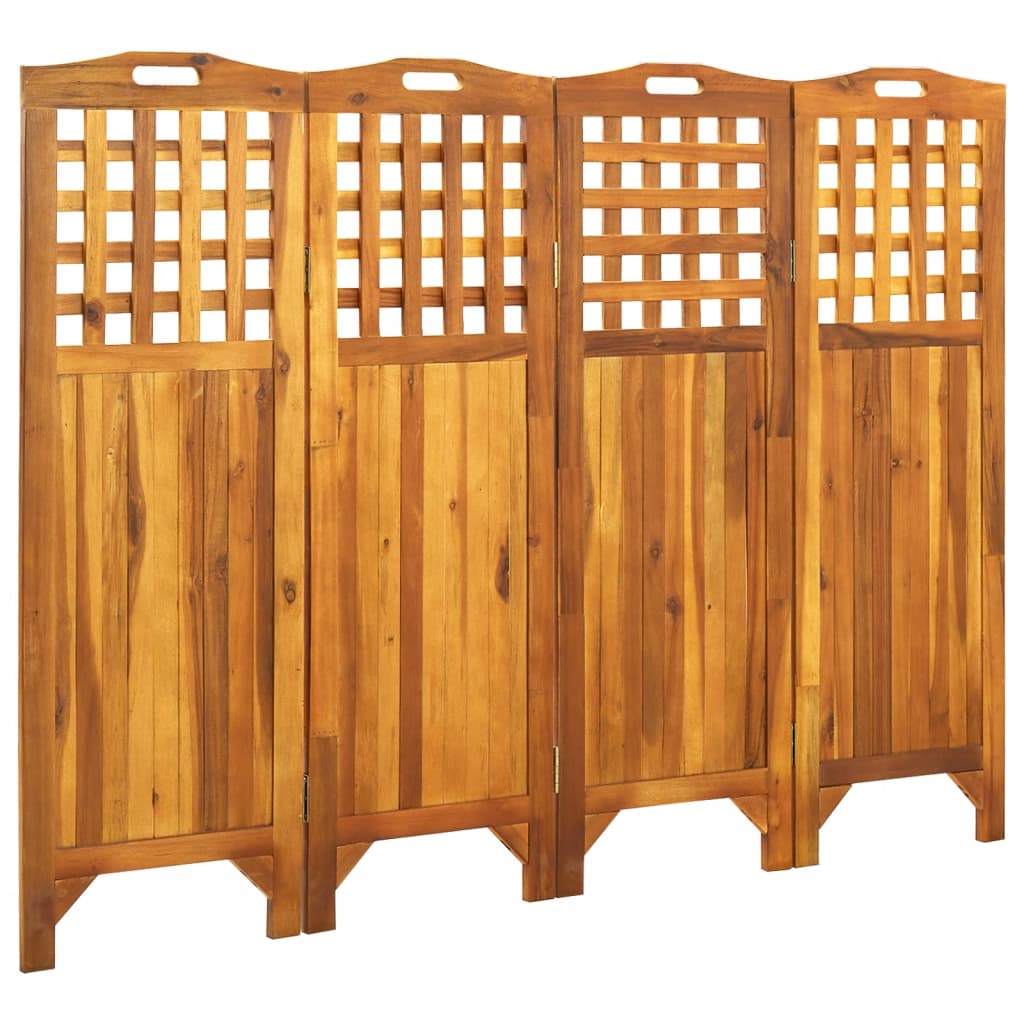 4-Panel Room Divider 161x2x120 cm Solid Acacia Wood