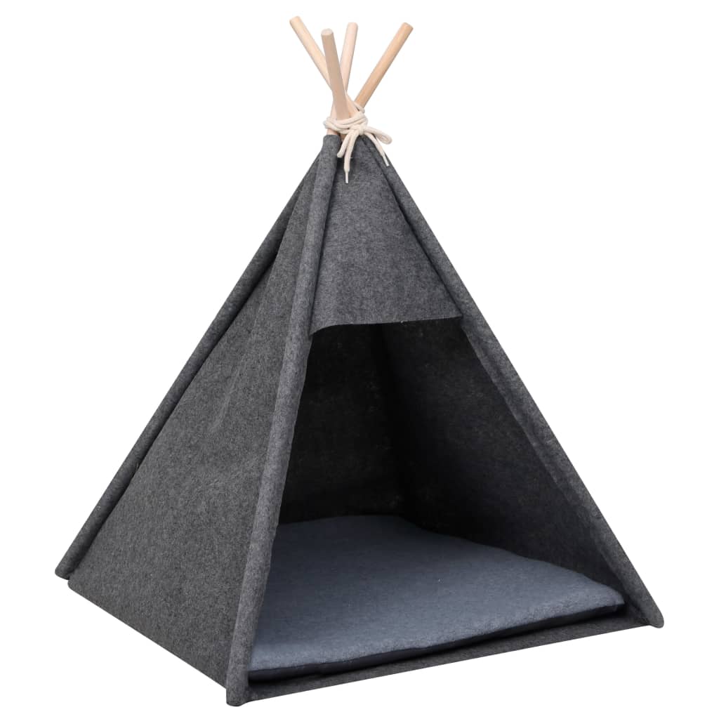 Katzen-Tipi-Zelt mit Tasche Filz Schwarz 60x60x70 cm   