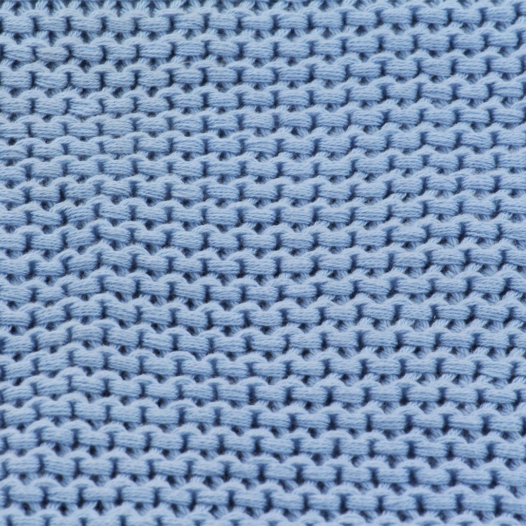 Knitted Throw Blanket Cotton 130x171 cm Blue