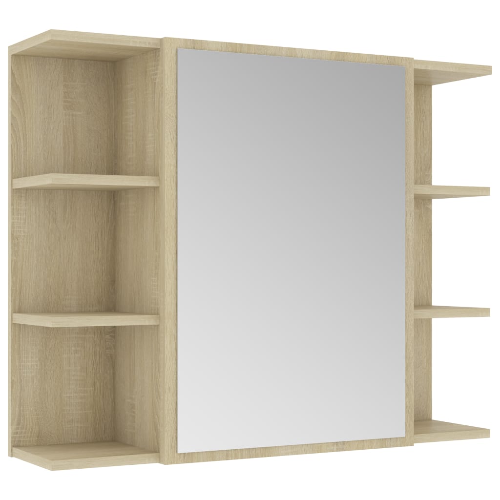 Bathroom Mirror Cabinet Sonoma Oak 80x20.5x64 cm Chipboard