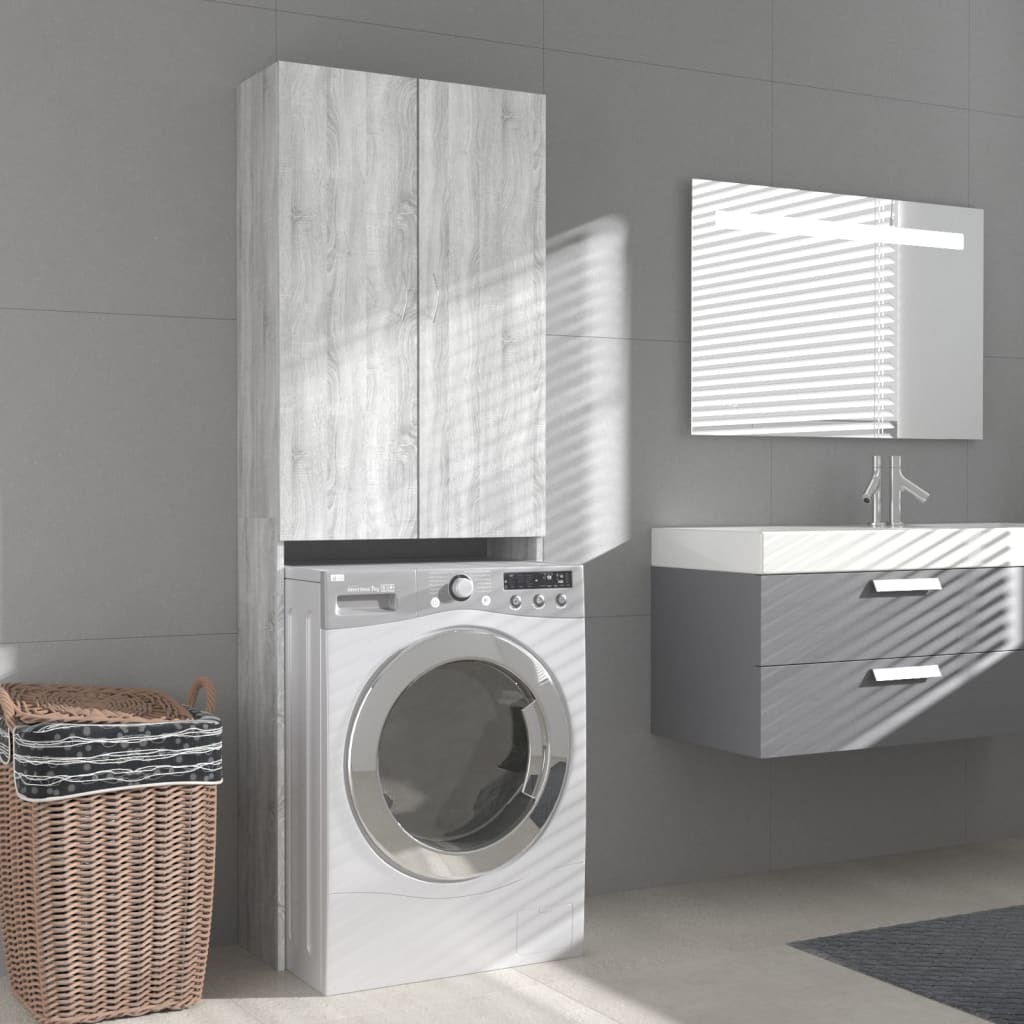Washing Machine Cabinet Grey sonoma 64x25.5x190 cm