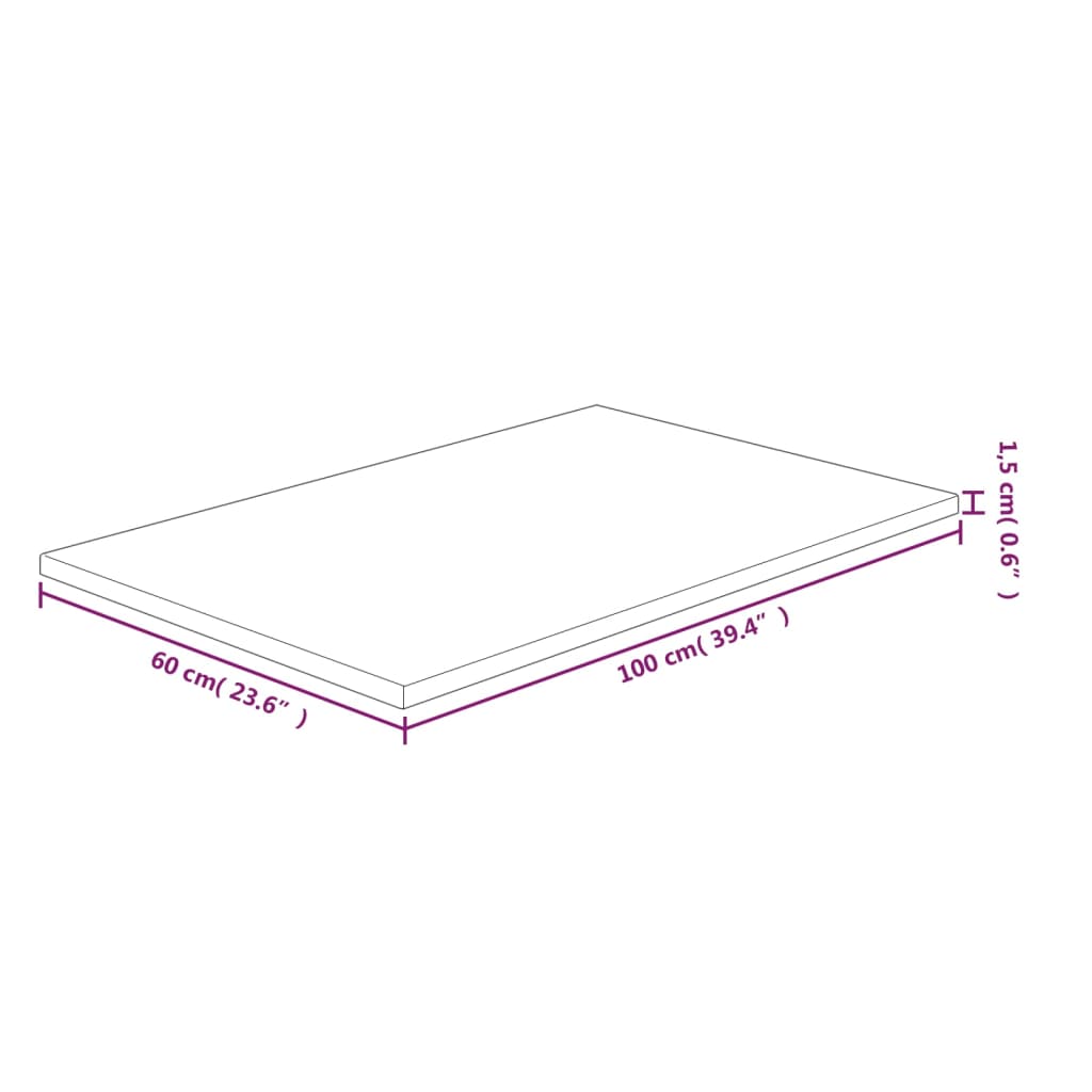 Waschtischplatte 100x60x1,5 cm Massivholz Unbehandelt