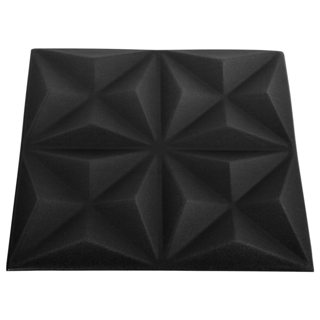 3D-Wandpaneele 48 Stk. 50x50 cm Origami Schwarz 12 m²
