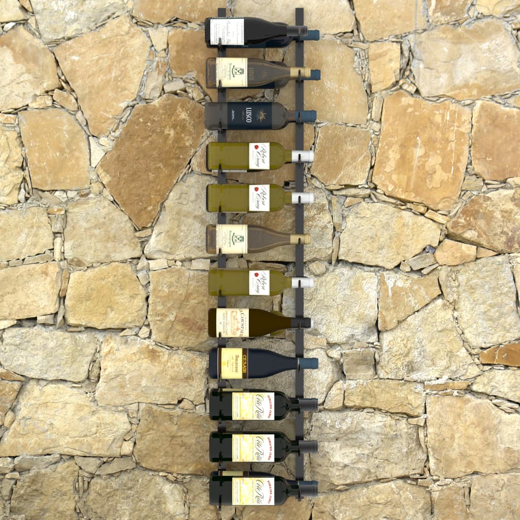 Wand-Weinregal für 24 Flaschen Schwarz Eisen 
